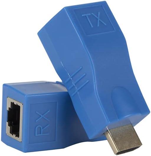 Zero HDMI Extender 30M HDMI to RJ45 Network Cable Extender Converter Adapter, Splitter, Repeater by Cat5e Cat6 1080P - 2K - 4K -3D HDTV / PS4-5 /PC/Monitor Support Hdmi 2.0 (Blue)