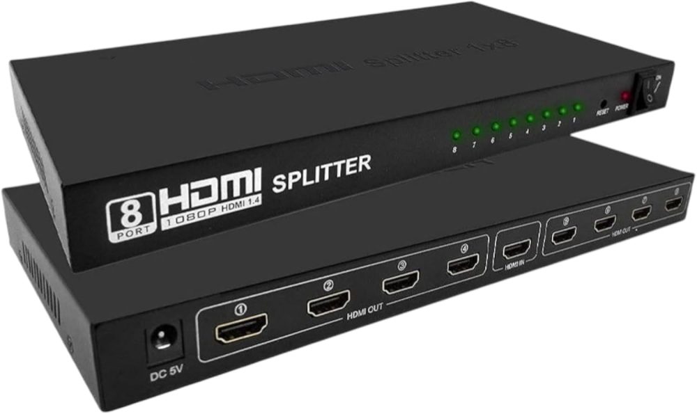 ⁦HDMI Splitter 1 in Multi Out, 4K Ultra HD 3D 1080p 2160p, Supports High Resolutions, 1 Source Onto More Than One Display at Same Time (1 in 8 out)⁩ - الصورة ⁦3⁩