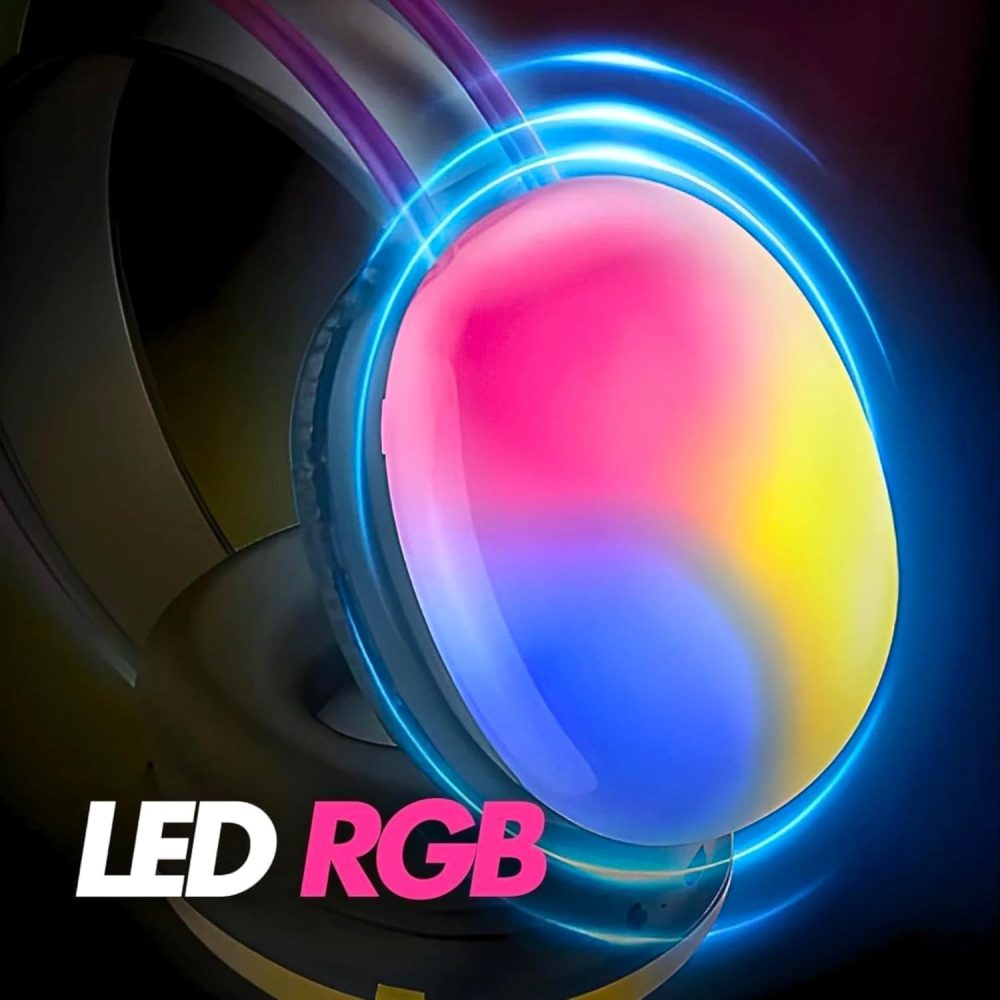 ⁦Bluetooth Headphone Over Ear B30 RGB Wireless Headset Earphone, FM Radio with Microphone Cool LED Light Big Headsets Gameing Helmet Stereo Music & Support SD Card/AUX/Type-C, Comfort Ear Pads⁩ - الصورة ⁦4⁩