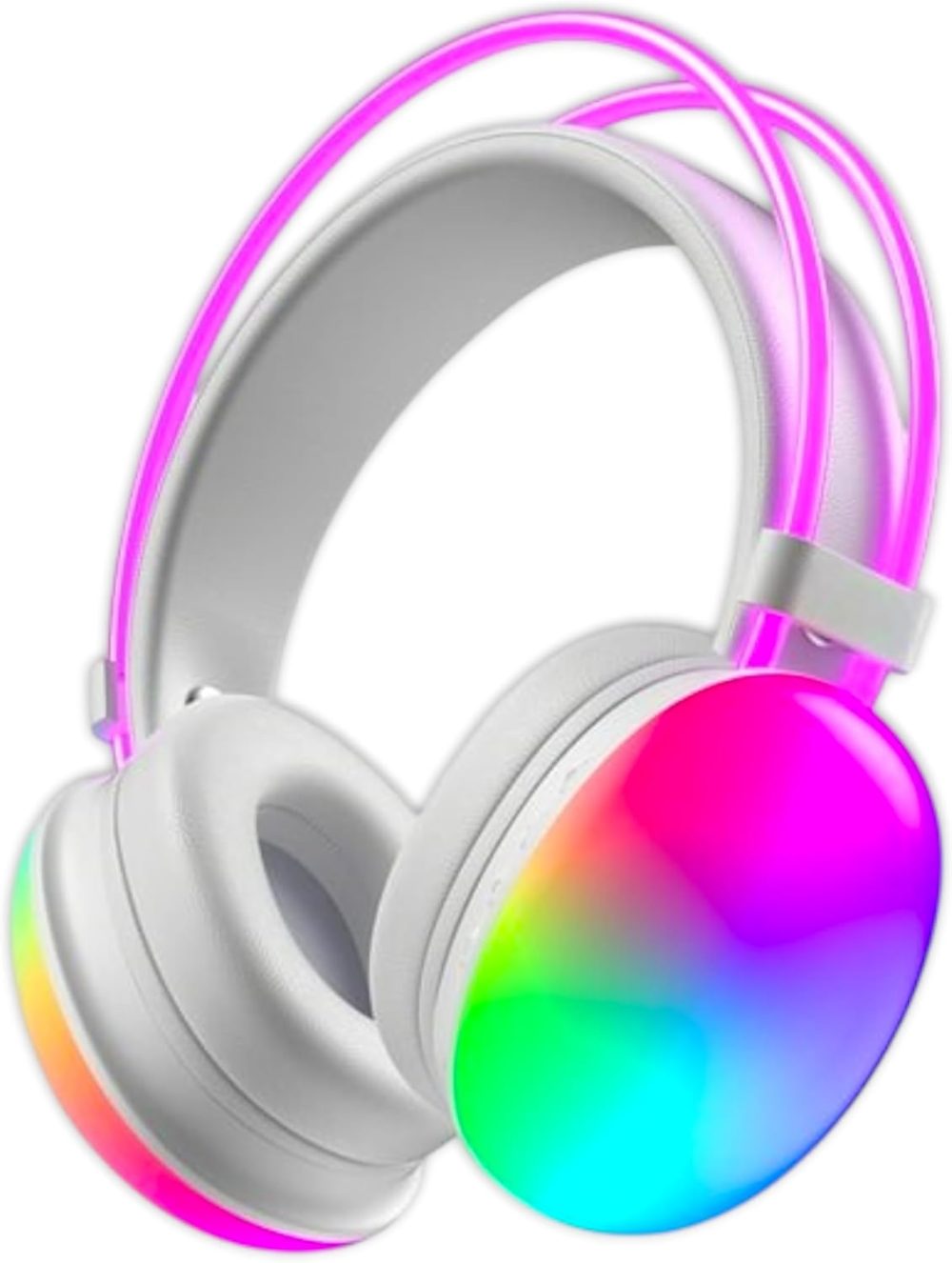Bluetooth Headphone Over Ear B30 RGB Wireless Headset Earphone, FM Radio with Microphone Cool LED Light Big Headsets Gameing Helmet Stereo Music & Support SD Card/AUX/Type-C, Comfort Ear Pads