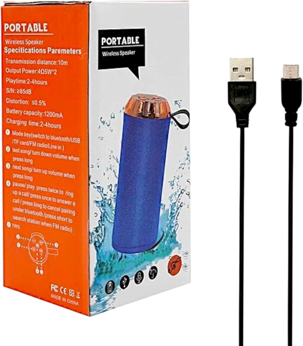 speaker bluetooth GT-122 Portable Speaker with Microphone, Rechargeable Wireless Outdoor Speaker, Soundbar Speaker with Built-in Mic TF MP3, with USB, Micro, SD card outputs (Blue)