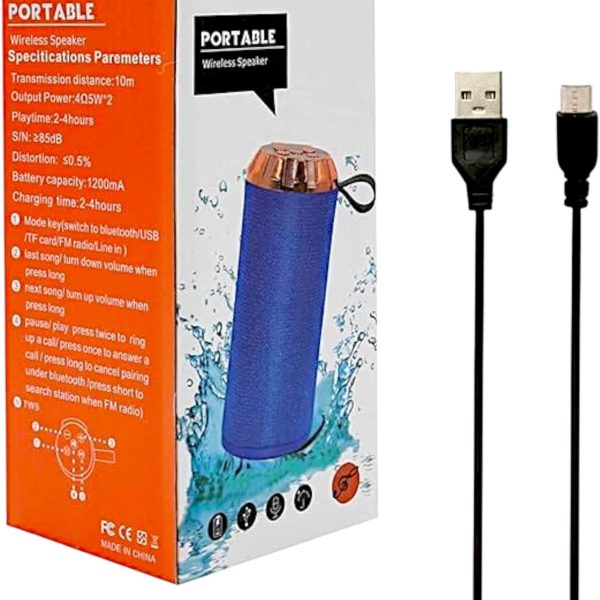 speaker bluetooth GT-122 Portable Speaker with Microphone, Rechargeable Wireless Outdoor Speaker, Soundbar Speaker with Built-in Mic TF MP3, with USB, Micro, SD card outputs (Blue)