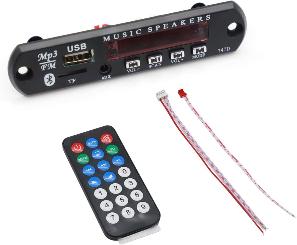 ⁦Hopson AV Receiver, Bluetooth, USB, 60W, Black with TF Card Slot, MP3/WMA/WAV/FLAC/APE Decoding Board, FM Radio, AUX, Hands-free⁩ - الصورة ⁦3⁩