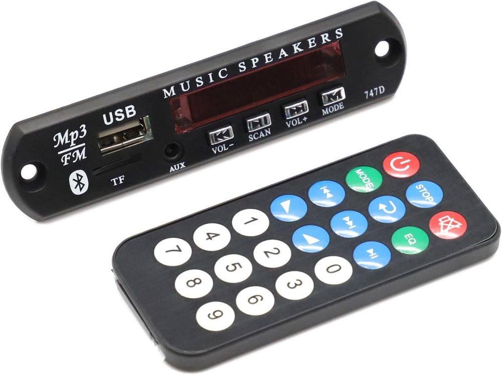 Hopson AV Receiver, Bluetooth, USB, 60W, Black with TF Card Slot, MP3/WMA/WAV/FLAC/APE Decoding Board, FM Radio, AUX, Hands-free